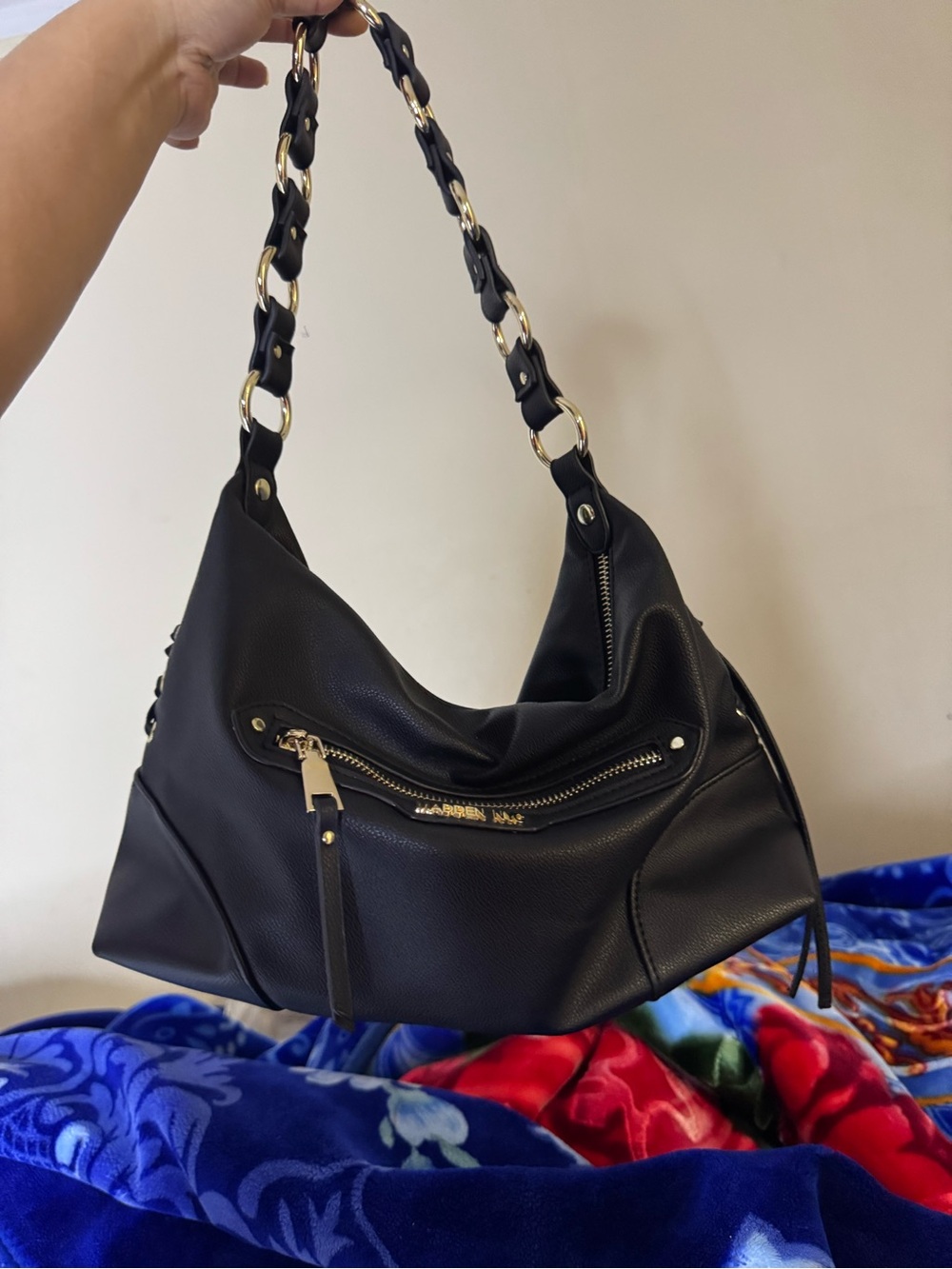 Steve Madden Black Hobo Bag with Gold Chain Strap